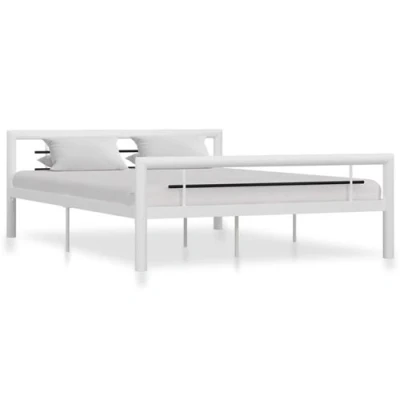 Afbeelding van Bedframe metaal wit en zwart 140x200 cm