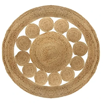 Afbeelding van Opengewerkte Jute vloerkleed, rond, dia 120 cm