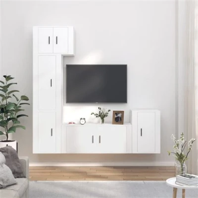 Afbeelding van vidaXL 5 delige Tv meubelset bewerkt hout wit