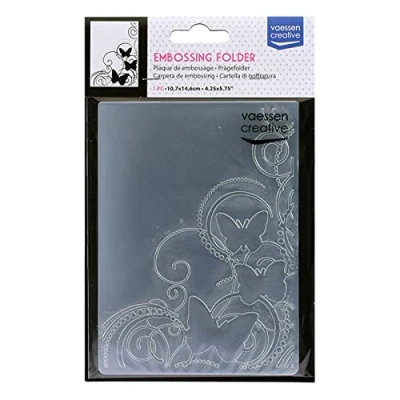 Afbeelding van Vaessen creative Embossingbord, vlinder, 14,6 x 10,8 0,5 cm, 1 stuk, verjaardag, geboorte, kerstkaarten en papieren knutselwerk, transparant,