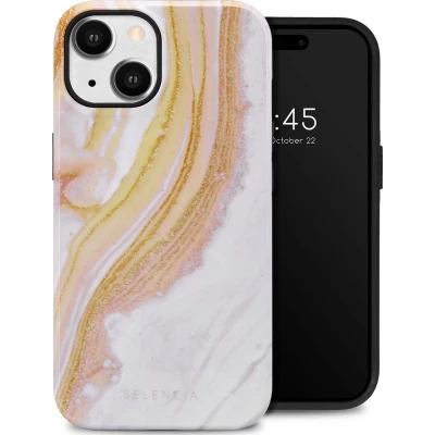 Afbeelding van Selencia Hoesje Geschikt voor iPhone 14 Vivid Backcover Chic Marble Gold