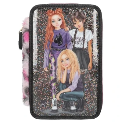 Afbeelding van Depesche TOPModel 3 vaks gevulde etui REBEL KITTY
