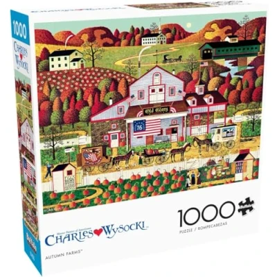 Afbeelding van Buffalo Games Charles Wysocki Autumn Farms 1000 stukjes Jigsaw puzzel voor volwassenen uitdagingspuzzel perfect Game Nights afgewerkte afmetingen is 26,75 x 19,75 cm
