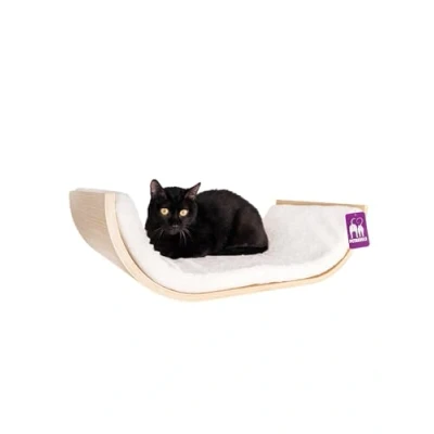 Afbeelding van Petrebels Wandmeubel wandmontage Klimmuur Kat Kattenmuur Curve 70 Rusty Oak x 20 35 cm