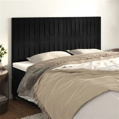 Afbeelding van vidaXL Hoofdborden 4 st 90x5x78/88 cm fluweel zwart