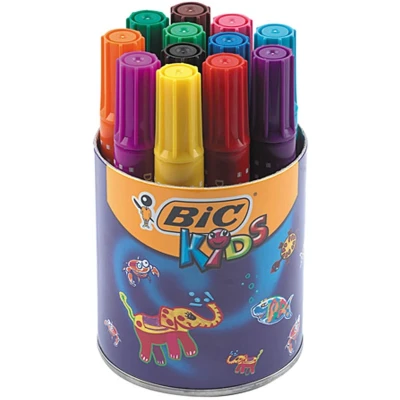 Afbeelding van BIC Kids Decoralo Wasbare viltstiften, extra grote punt, verschillende kleuren, 12 stuks