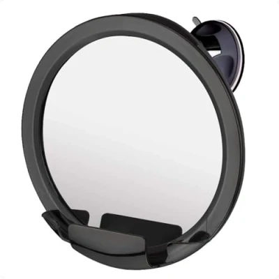 Afbeelding van MIRRORVANA anti condens douchespiegel met scheermeshouder en sterke zuignap, condensspiegel voor een condensvrije scheerbeurt in je badkamer, 20 cm (zwart)