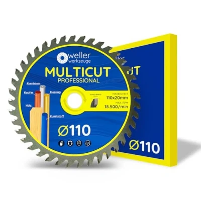Afbeelding van WELLERWERKZEUGE Multicut Professioneel cirkelzaagblad, 110 x 20 mm, 40 tanden, voor aluminium, koper, hout, non ferrometalen