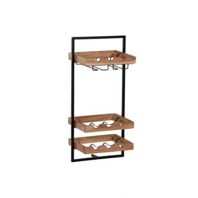 Afbeelding van Flessenrek Home ESPRIT Zwart Natuurlijk 35 x 25 75 cm