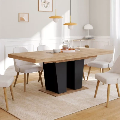 Afbeelding van Table à manger extensible ELIAD 6 10 personnes bois et noir 160 200 cm