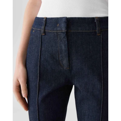 Afbeelding van OPUS Pants MID RISE Ankle KICK Flared Jeans, Dames, Maat: 36, Dark rinsed blue