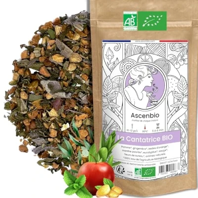 Image de Ascenbio ✿ Infusion Cantatrice BIO Tisane Voies Respiratoires Bien être 180 g vrac Préparé et conditionné en France Emballage biodégradable