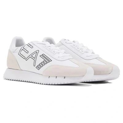 Afbeelding van EA7 Emporio Armani Vintage Unisex Sneakers laag, Maat: 41 1/3, White/black Leer en textiel