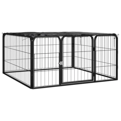 Afbeelding van vidaXL Hondenkennel 4 panelen 100x50 cm gepoedercoat staal zwart