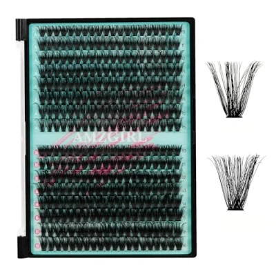 Afbeelding van 320 stuks 60D 80D wimperclusters, individuele en taps toelopende D Curl clusterwimpers voor doe het zelf clusterwimperextensions thuis beginners (Mix10 16 mm)