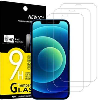 Image de NEW&#039;C Lot de 3, Verre Trempé pour iPhone 12 et Pro (6.1), Film Protection écran Anti Rayures sans Bulles d&#039;air Ultra Résistant (0,33mm HD Transparent) Dureté 9H Glass