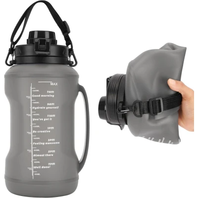 Afbeelding van belle vous Black Silicone Foldable 2L Water Bottle with handle BPA free