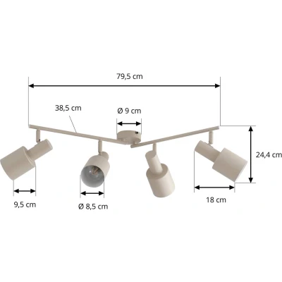 Afbeelding van Lindby buitenspot 4lichts IJzer H: 25 cm E27 beige