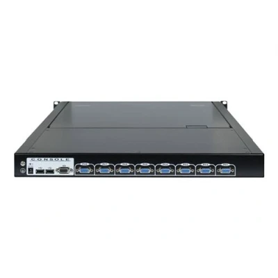Image de Inter Tech KVM 1708 LED Console avec commutateur 8 ports PS/2, USB QWERTZ 17&quot; rack montable 1280 x 1024 @ 75 Hz 300 lumens 1000:1 VGA