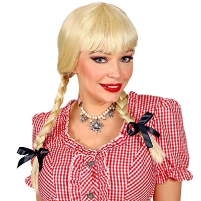 Afbeelding van Widmann Boeren Tirol &amp; Oktoberfest Kostuum Pruik Alpenmeisje Bierfeest Blond Verkleedkleding