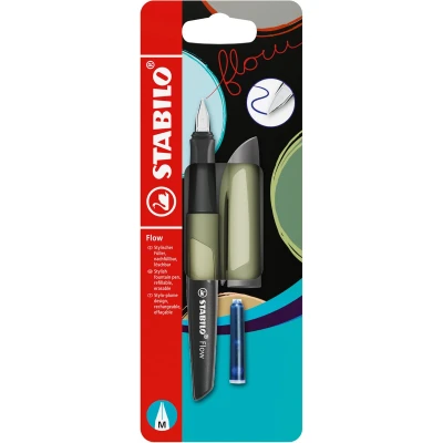 Afbeelding van STABILO Flow Vulpen Monochrome Khaki + 1 Inkt Cartridge