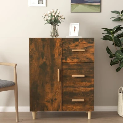 Afbeelding van Dressoir 69,5x34x90 cm bewerkt hout gerookt eikenkleurig