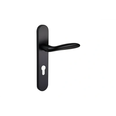 Afbeelding van Lavuzo deurkruk Benevento Zwart met afgerond schild PC72 Per set Deurklink