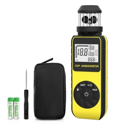 Afbeelding van Wind Cup Digitale anemometer, buitenwindsnelheidsmeter 0,7 42 m/s, draagbare anemometer meting windsnelheid MAX/AVG en temperatuur (℃/℉), luchtstroomindicator met kompas voor drone, sluier, surfen