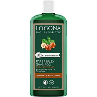 Afbeelding van LOGONA Naturkosmetik shampoo Farbreflex bruin/zwart biologische hazelnoot