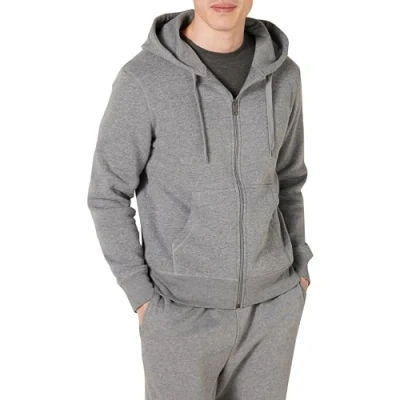 Image de Amazon Essentials Chandail à capuche en molleton, avec fermeture glissière sur toute la longueur, pour homme (disponible grande taille large), gris clair chiné, XXL