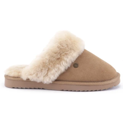 Afbeelding van Warmbat Flurry Suede Dames Sloffen Camel