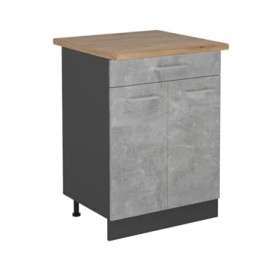 Afbeelding van Vicco Keukenonderkast R Line, Beton/Antraciet, 60 cm , WB Eik