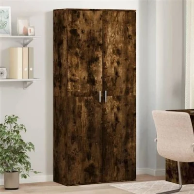 Image de vidaXL Buffet haut chêne fumé 80x35x180 cm bois d&#039;ingénierie3276655