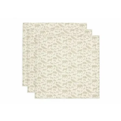 Afbeelding van Jollein Multidoek Hydrofiel 70x70 Animals Olive Green3 pack