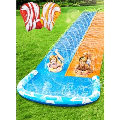 Afbeelding van Joyin 685 cm zomerwaterglijbaan en 2 bodyboards met waterstralen voor kinderen volwassenen
