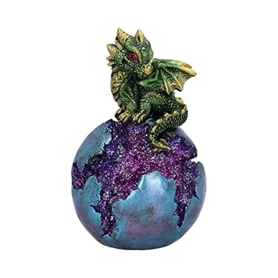Afbeelding van Geode Guard Dragon Sphere kristallen figuur groen