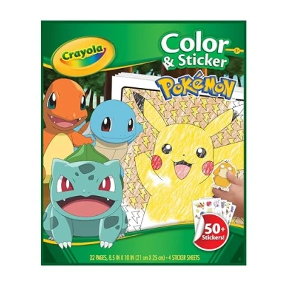 Image de CRAYOLA Album de Coloriage Pokémon avec Stickers, 32 Pages Amusantes et 4 Feuilles d&#039;Autocollants, Activité Créative pour les Enfants à Partir 3 Ans, 04 2740G