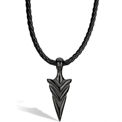 Afbeelding van SERASAR Lederen Halsband Man [Arrow] Zwart 60cm Cadeau voor Hem