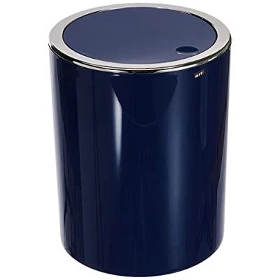 Afbeelding van MSV Bad Serie Aspen Afvalemmer met kanteldeksel, 6 liter, Ø x H ca. 18,5 26 cm, donkerblauw pastel