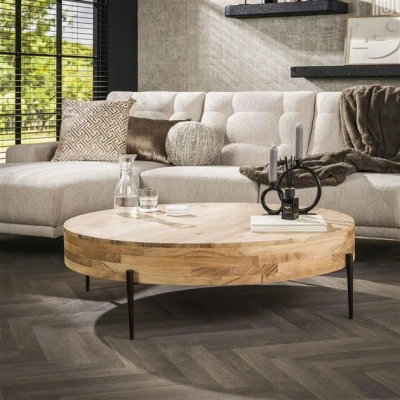 Afbeelding van Hoyz Collection Salontafel Bulky Wood Ø120 Massief Acacia Naturel