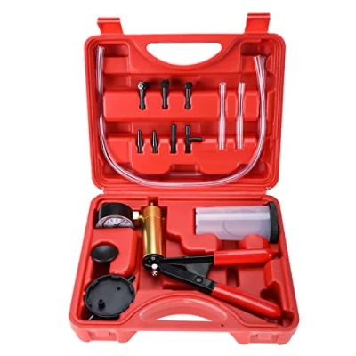 Afbeelding van FreeTec Handmatige drukpomp, remvloeistof, vacuümtester en ontluchtingsapparaat, 6 adapters, met koffer