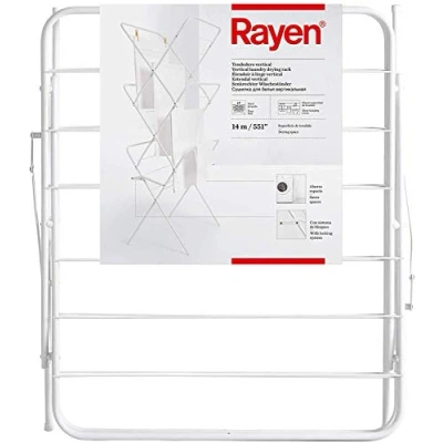 Afbeelding van Rayen Verticaal droogrek, opvouwbaar, gemakkelijk op te vouwen, 14 m wasrek, met voetvergrendelingssysteem, antislippads, 61 x 138 44,5 cm