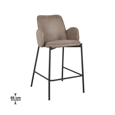 Afbeelding van LABEL51 Barkruk Joni Taupe Microfiber Zithoogte 65 cm