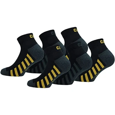 Afbeelding van Cat erpillar 6/12 paar werksokken, sneakers, heren, ongevallenpreventie, hiel en teen, versterkt, katoen, 6 zwart grijs