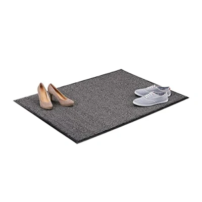 Afbeelding van Relaxdays deurmat, grijs, binnen, groot, 90 x 120 cm, zwart/grijs