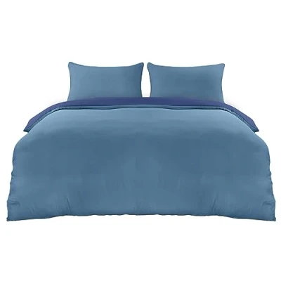 Afbeelding van Utopia Bedding Dekbedovertrekset Zachte dekbedovertrek van microvezel, 230 x 220 cm, met kussenslopen 50 75 cm Beddengoedset Donkerblauw en lichtblauw