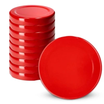 Afbeelding van KADAX Schroefdeksel met diameter van 58 mm, metalen twist off deksel, reservedeksel voor inmaakpotten en weckpotten, deksel 4 inkepingen, rood