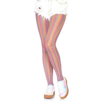 Afbeelding van Lurex rainbow fishnet tights