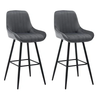 Afbeelding van WOLTU Set van 2 moderne ontbijtbarkrukken, barkrukken, eetkamerstoelen, gestoffeerde keukenkrukken met rugleuning, donkergrijs, BH394dgr