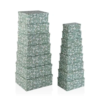 Afbeelding van Set van opstapelbare opbergboxen Versa Blommor Karton 15 Onderdelen 35 x 16,5 43 cm
